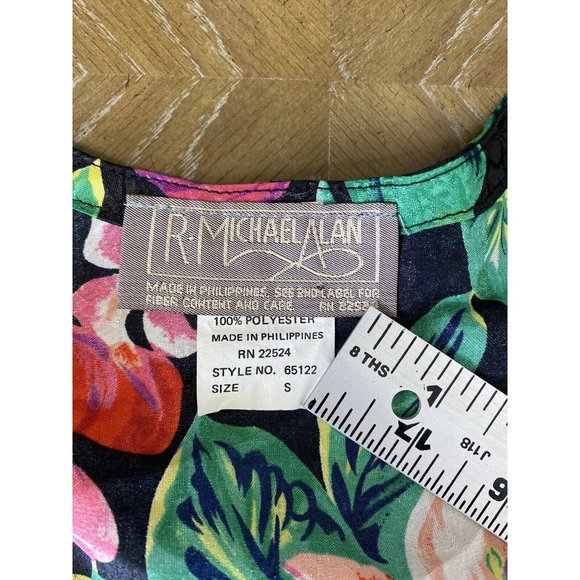 VTG‎ 70s 80s R Michael Alan Small Silky Artsy Floral Nightgown Kaftan Tropical - Picture 7 of 9